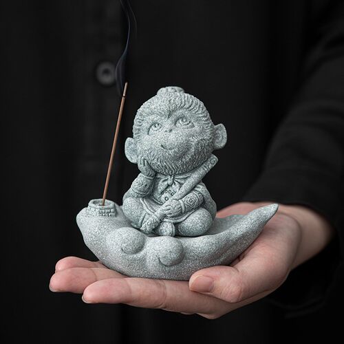 速发悟风青砂石创意桌面茶云小摆件国空香插齐天大圣祥宠盖置茶桌