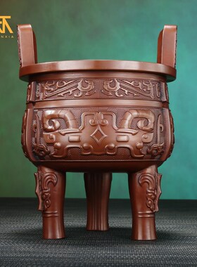 速发紫铜九鼎铜鼎摆件鼎办千秋三饰圆鼎客厅盛公室装足品开业礼品