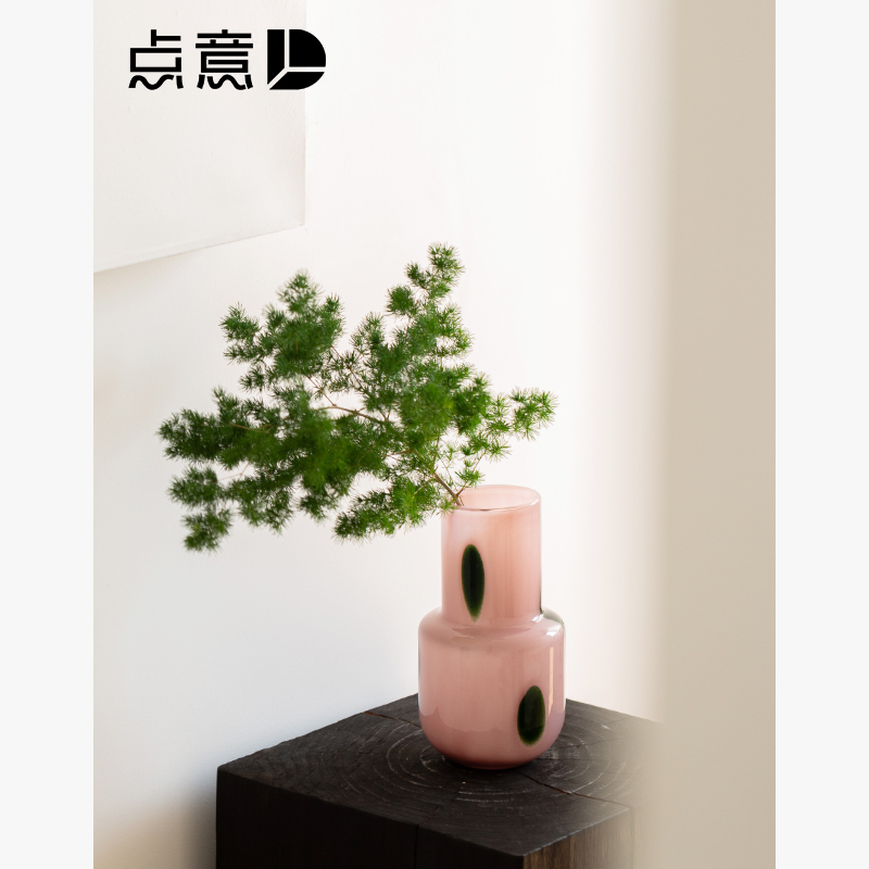 速发波点琉璃花瓶粉色紫色摆件高客感级厅复古艺术插器花水养