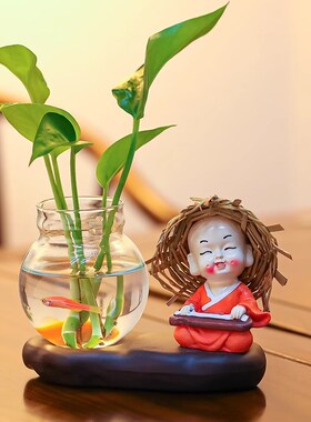 速发呆萌小和尚家居客厅摆件装饰品酒柜书房创意办公室工位桌面小