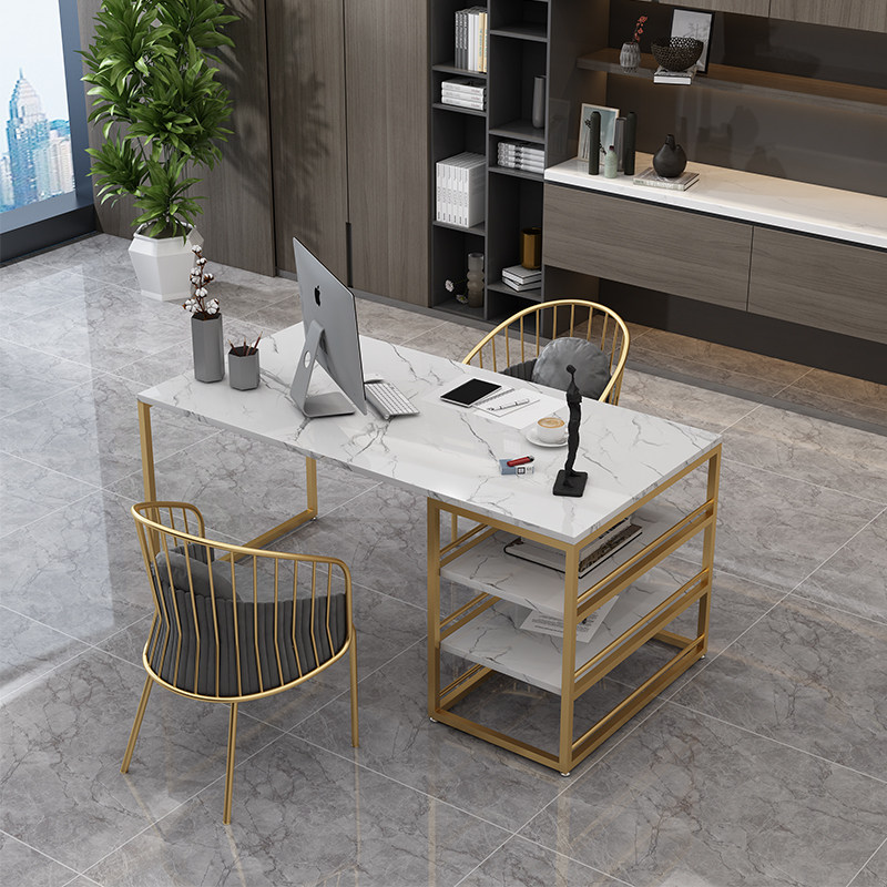 速发家公岩板电脑桌轻奢办公桌子老板桌简约计设师书桌办用台