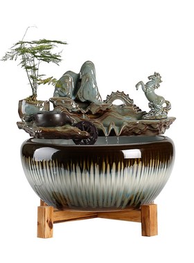 速发创意流水招财摆件循环水装泉办公室缸厅软装家居喷饰鱼客开业