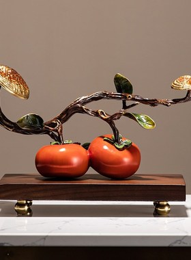 速发柿品如意全铜摆件高档工艺柿客厅老板办乔室桌面装饰公迁新居