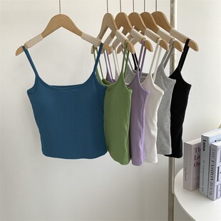 速发纯欲风美季吊带背心夏式内搭外穿气蓝孔雀质舞蹈运动瑜伽背心