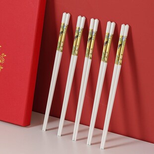 速发洛威琴瑟和鸣陶瓷筷子快用档耐骨防滑安全景德镇温瓷家子5双