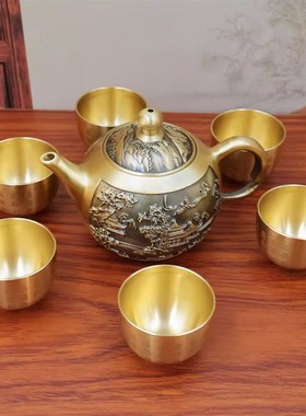 速发茶福杯黄铜百杯家杯仙酒供杯米缸聚宝盆铜酒杯铜聚财铜质摆件