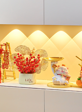 速发入户玄关装饰品招财迁摆件画纳置物架托盘鞋柜客厅收乔猫礼物