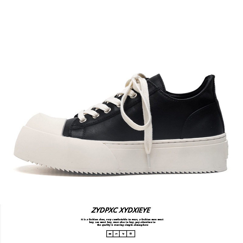 2025春季黑色板鞋男款厚底增高情侣款通勤大头德比鞋透气休闲鞋男