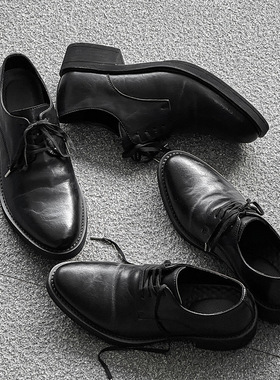 2025春季新款黑色复古德比鞋男款商务正装休闲英伦尖头增高皮鞋男