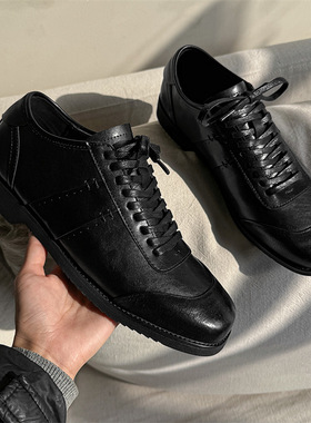 2025春季新款鞋子透气黑色休闲鞋高级感小皮鞋软底运动百搭单鞋男