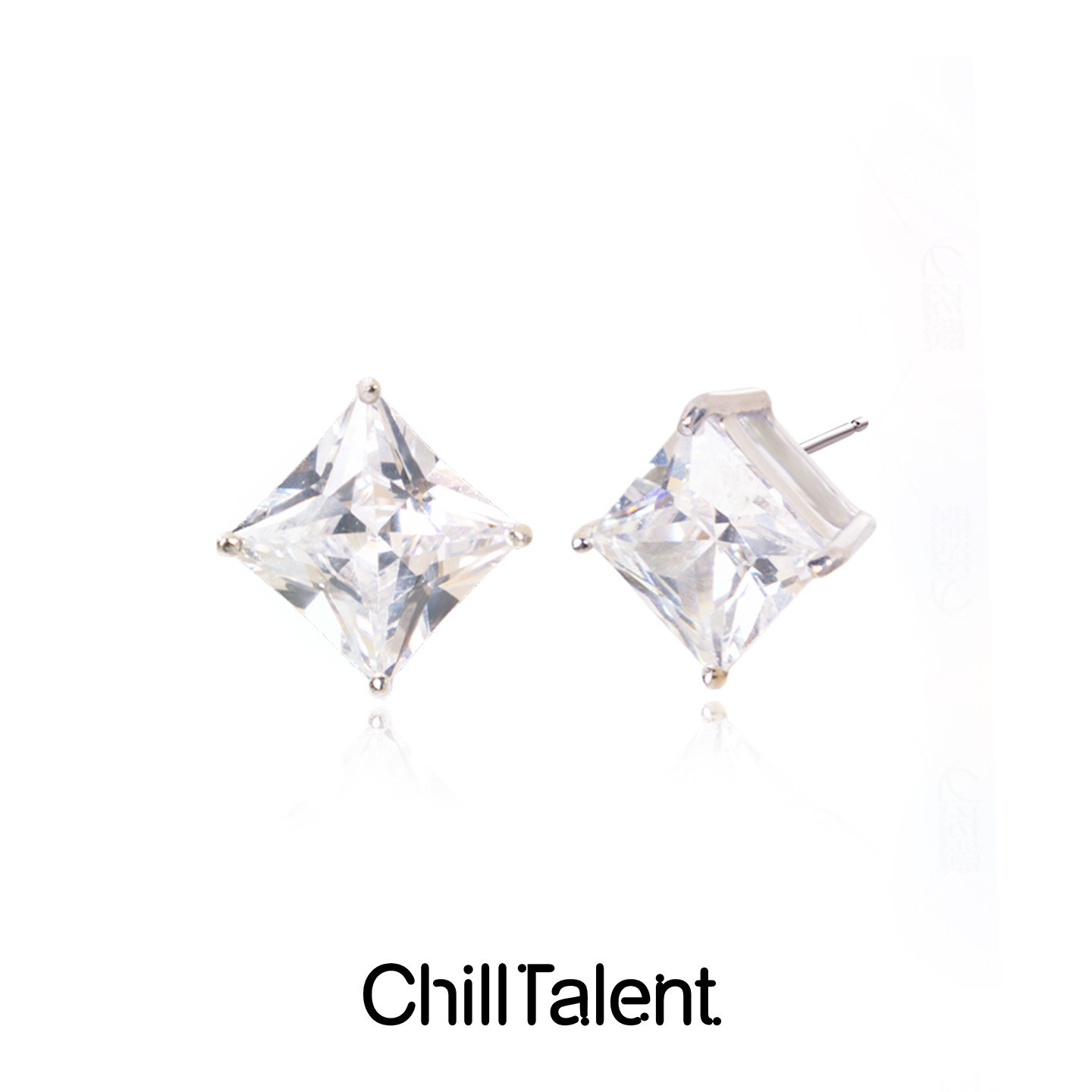 【新品】CT 星羽仙女切耳饰轻奢方钻耳钉高级感简约通勤生日礼物