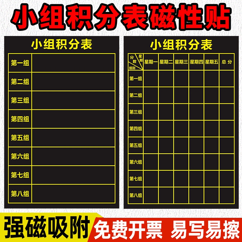 小组积分表磁性黑板贴
