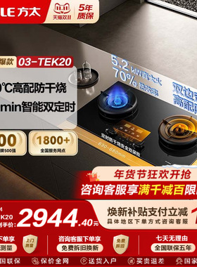 [新品]方太03-TEK20双灶定时防干烧燃气灶煤气灶天然气家用官方