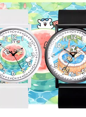 线条小狗指针式手表独特运动型手表高颜值高品质送朋友个性ins风