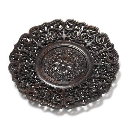 夫紫光檀茶实杯垫整块木木YDA镂空新中式功茶原道茶具零配件防烫