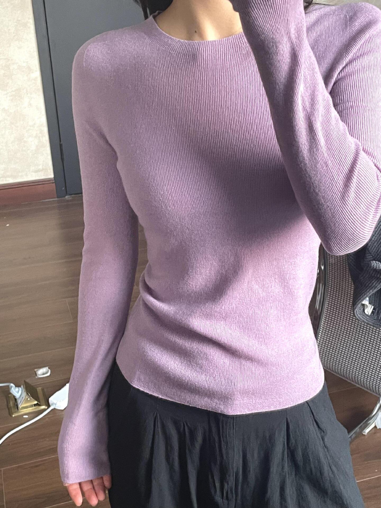 圆领针织打底衫女秋冬款洋气内搭打底衣保暖显瘦上衣