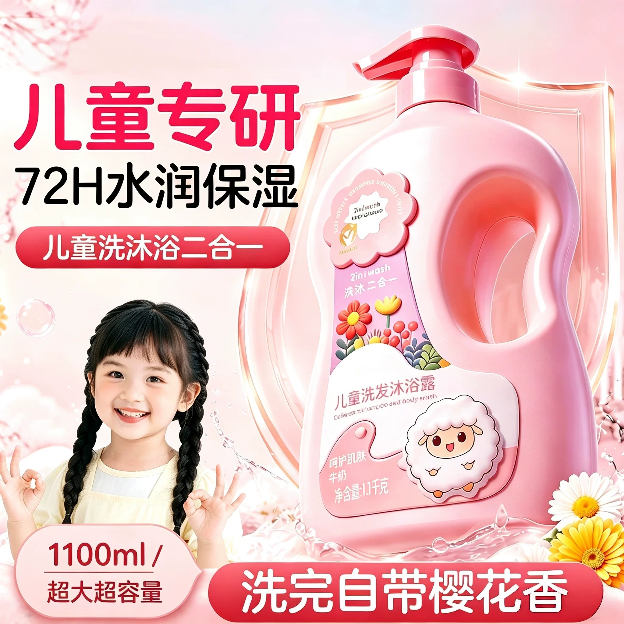 儿童沐浴露洗发水二合一新生幼婴儿宝宝乳洗澡专用官方正品旗舰店