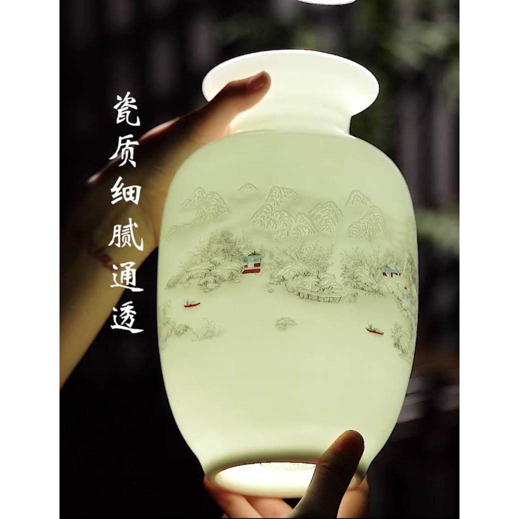 鸡毛掸子收纳瓶陶瓷器仿古青花瓷大花瓶摆件客厅富贵竹插花