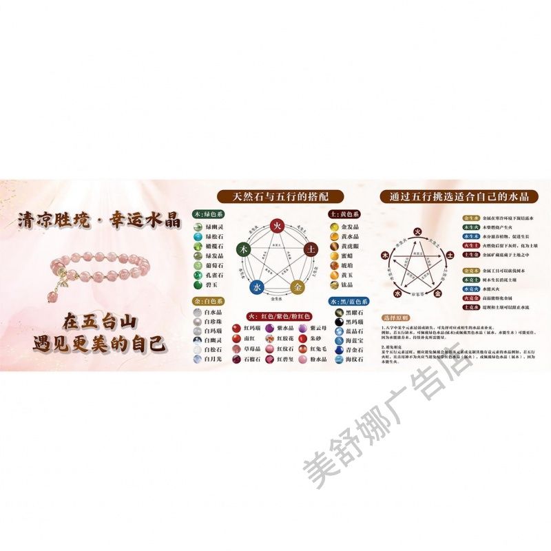 天然石与五行的搭配海报贴画自粘画背胶撕开贴纸防水防晒海报