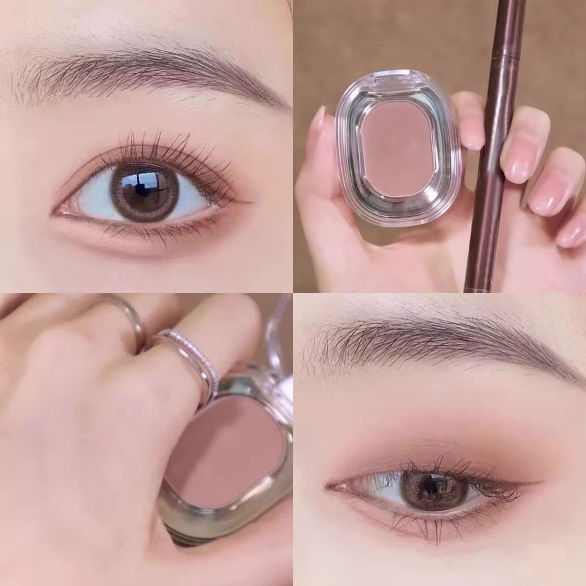 削肿伪素颜~单色眼影自然防汗水细闪大地色高光膏学生粉棕高颜值