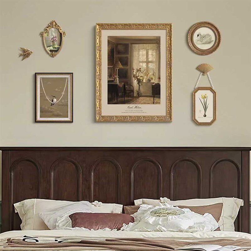高级法式复古客厅沙发背景墙装饰画组合欧式古典混搭餐厅卧室挂画