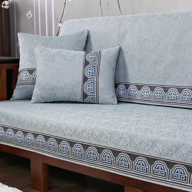 新中式沙发垫子四季通用坐垫防滑靠背巾盖布中式实木沙发套罩高档