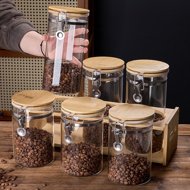 玻璃密封罐大容量咖啡豆保存罐储物罐咖啡粉储存收纳罐储豆罐子