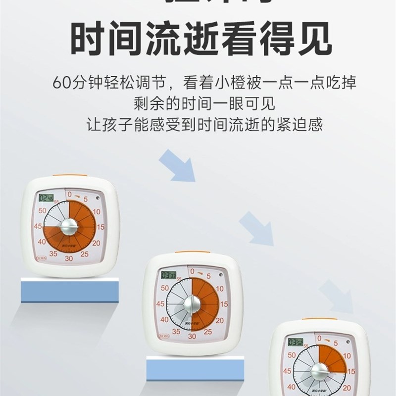 满分可视化小橙计时器学生倒计闹钟自律定时提Q醒器静音时间管理