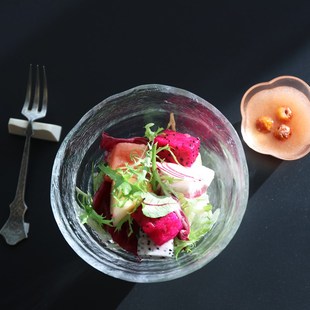 日式透明玻璃沙拉碗田园风水果碗餐厅糖水碗家用米面粉汤碗抹茶碗