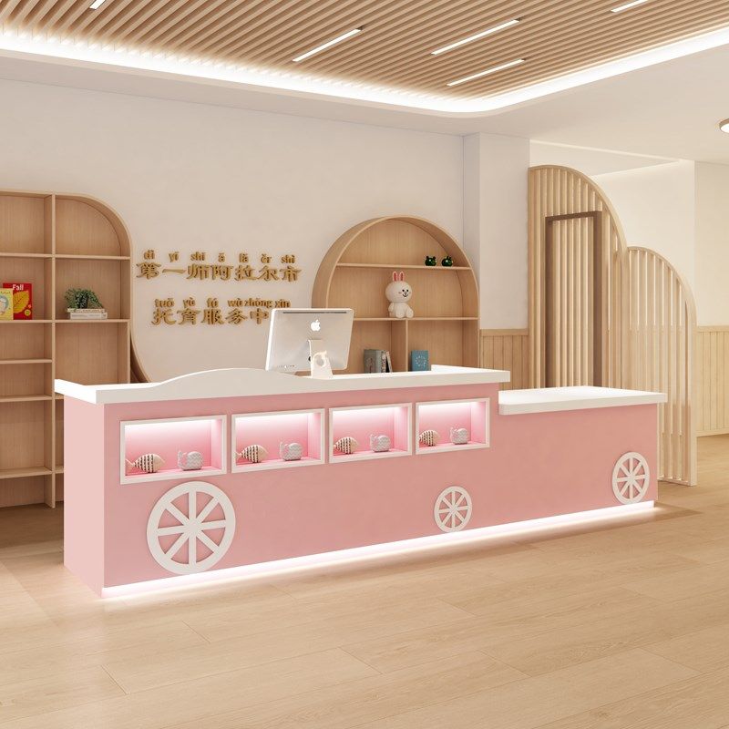 儿童乐园培训机构前台接待台桌早教中心吧台烤漆收银台幼儿园柜台,商业/办公家具,收银台,淘宝优惠券,粉丝福利购,淘宝优惠卷