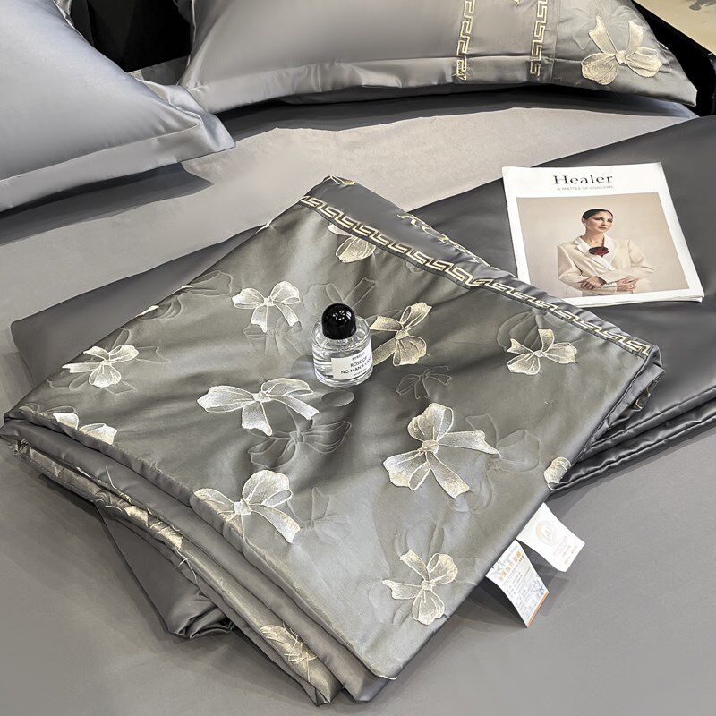 A类冰丝夏被四件套夏季丝滑凉感薄被子夏凉被可机洗空调被床笠款