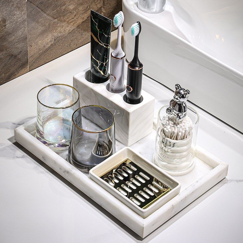大理石牙刷置物架高级感轻奢漱口杯卫生间收纳牙具座浴室洗漱套装
