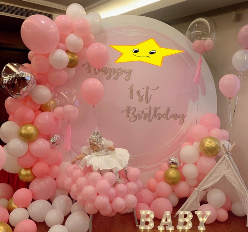 武汉宝宝周岁生日宴n上门布置气球背景墙主题策划百日宴派对定制