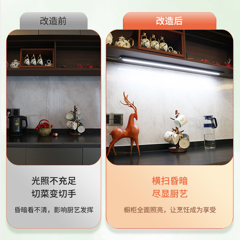 免开槽长条形橱柜灯led柜底灯220V插电鞋柜灯带有线手扫感应灯条,家装灯饰光源,橱柜灯,淘宝优惠券,粉丝福利购,淘宝优惠卷
