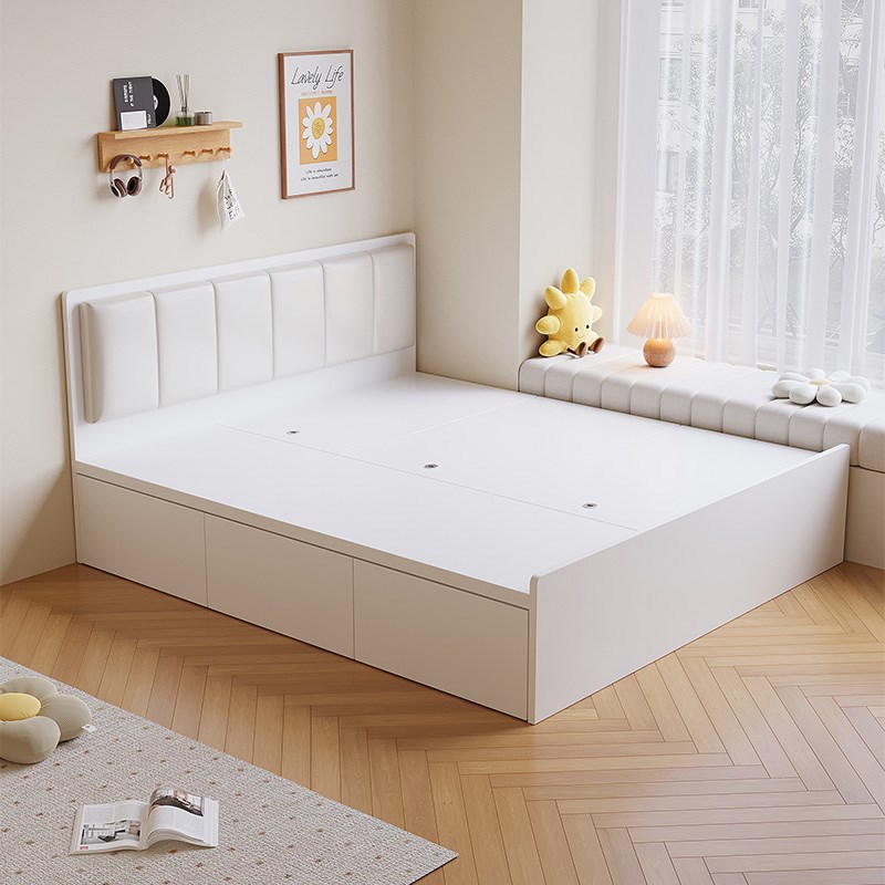 实木榻榻米床柜一体定制小户型地台床1H米8双人床一米二单人收纳