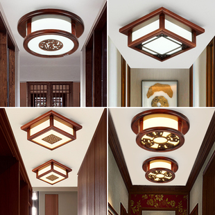新中式过道灯 走廊小灯 玄关灯正方形圆形吸顶灯进门灯入户灯定制