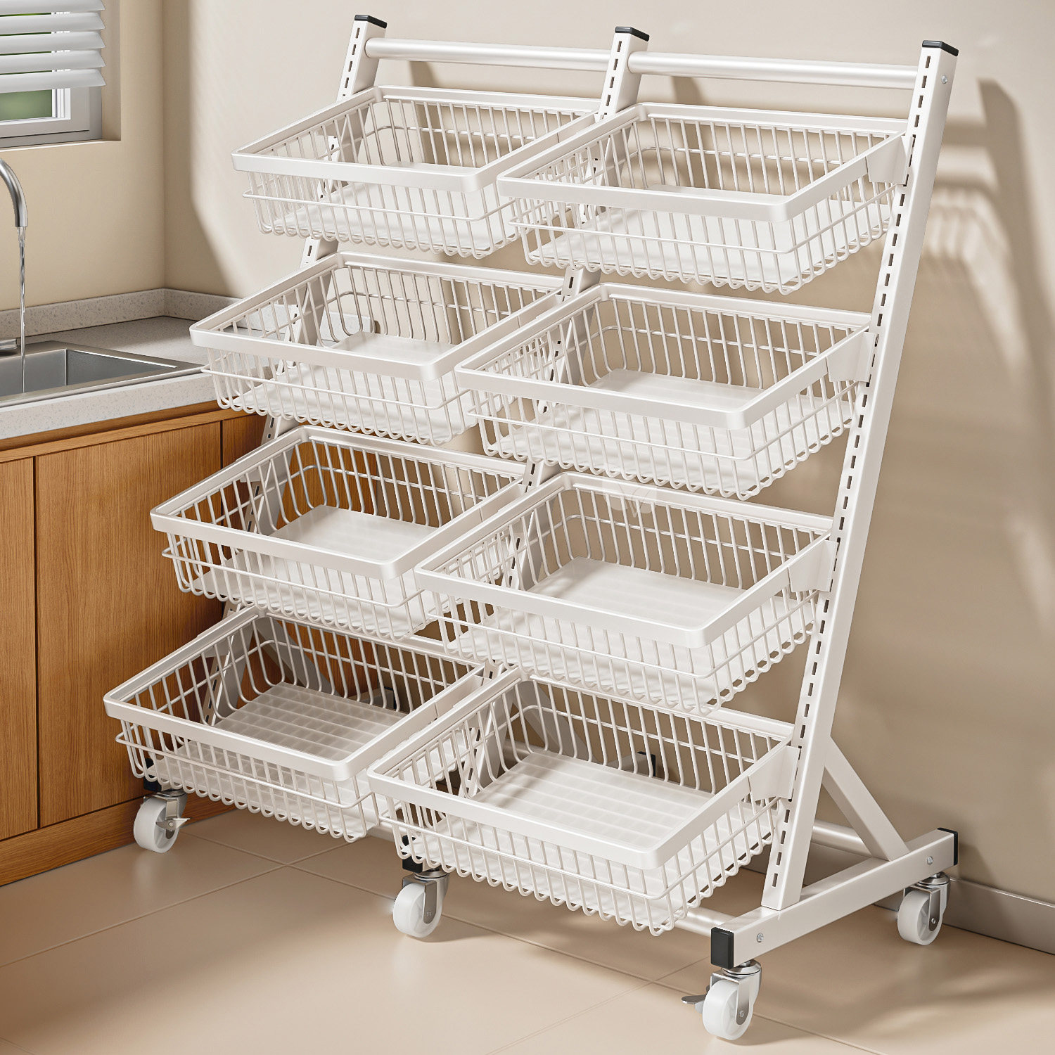 厨房蔬菜货架网红便利店饮料小食品玩具展示架食品生鲜店菜筐多层