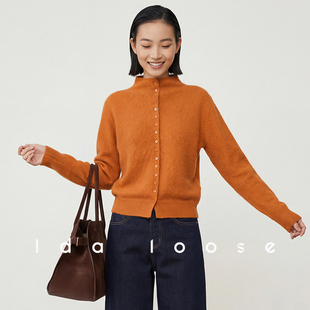 Ida loose 绵羊毛羊绒半高领排扣宽松显瘦开衫