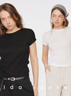 Ida loose天丝羊毛柔软亲肤透气百搭修身圆领短袖T恤
