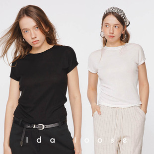 Ida loose天丝羊毛柔软亲肤透气百搭修身圆领短袖T恤