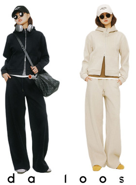 Idaloose防风保暖机能风双拉链3D剪裁运动休闲卫衣弯刀裤套装