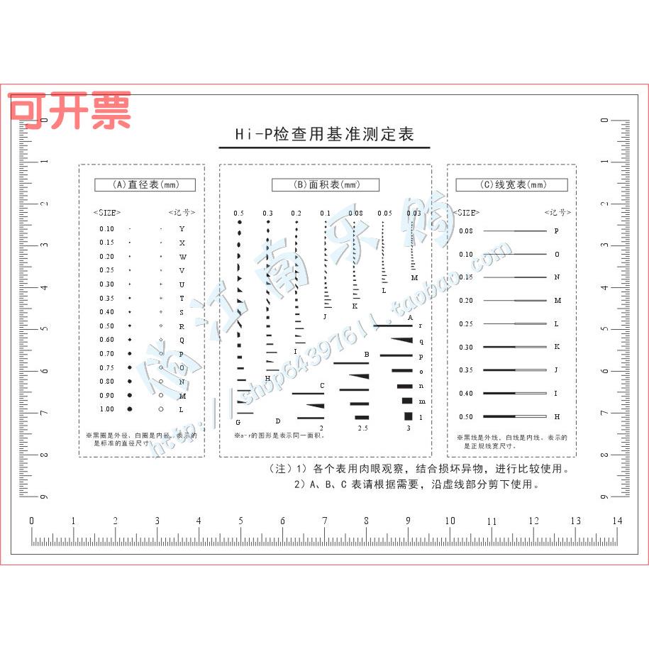 Hi-P检查用基准测定表污点卡 点规线规菲林尺比对卡污点检测卡
