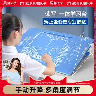 猫太子儿童倾斜书架写字板斜面书桌垫板写字台神器小学生作业可调