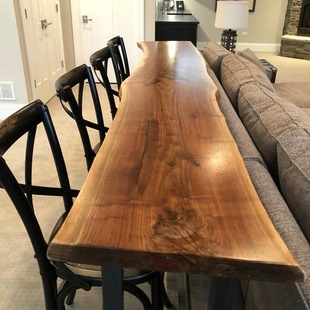 需定制吧台桌实木桌椅组合商用酒吧台家用阳台靠墙高脚窄桌子长条