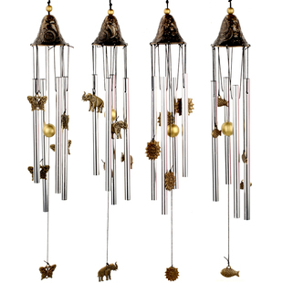 聚缘阁合金风铃门挂饰四管金属好听清脆铃铛创意儿童卧室阳台风铃