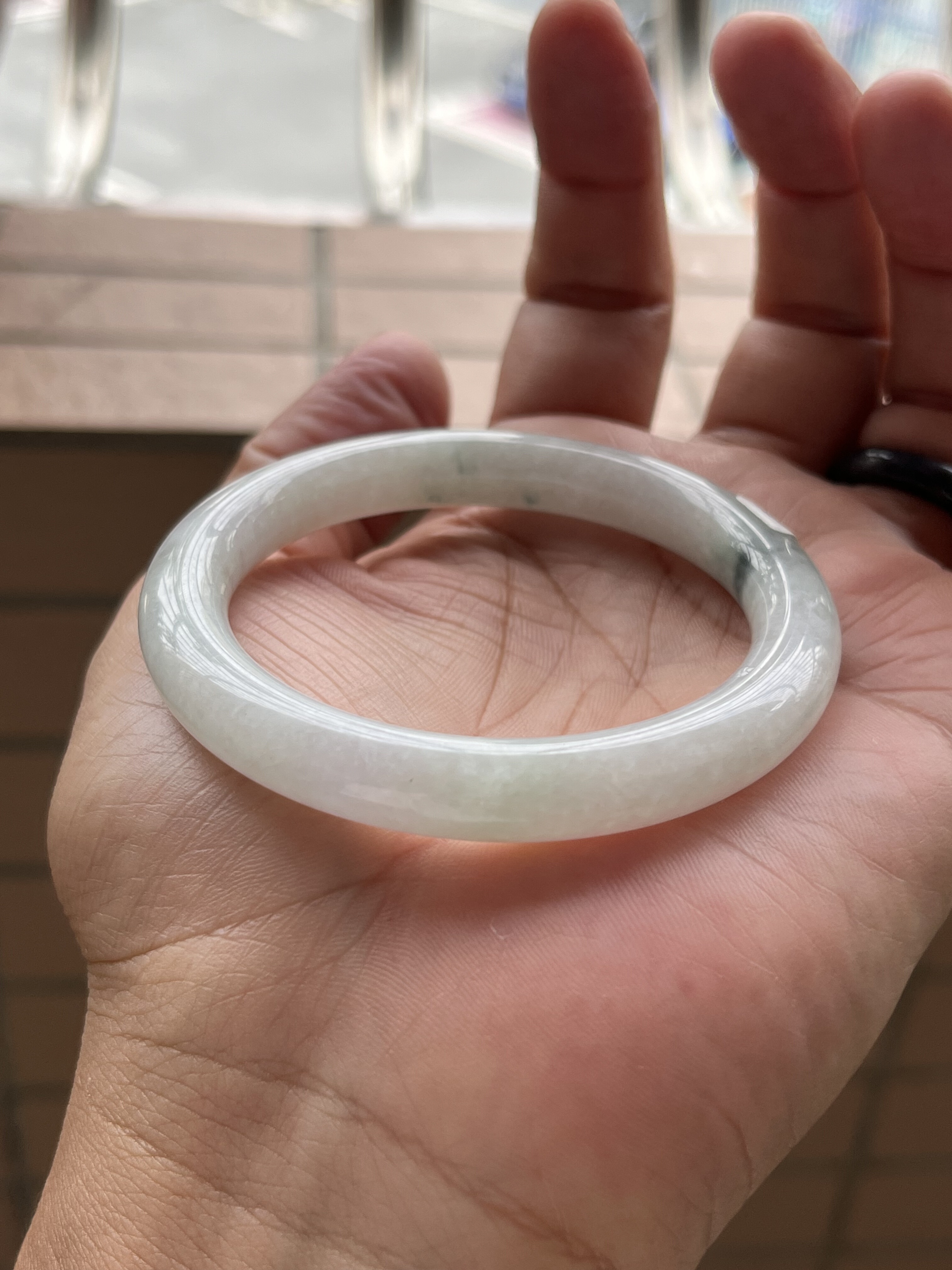 08151088天然A货翡翠53-9-9小冰条飘花有纹保真