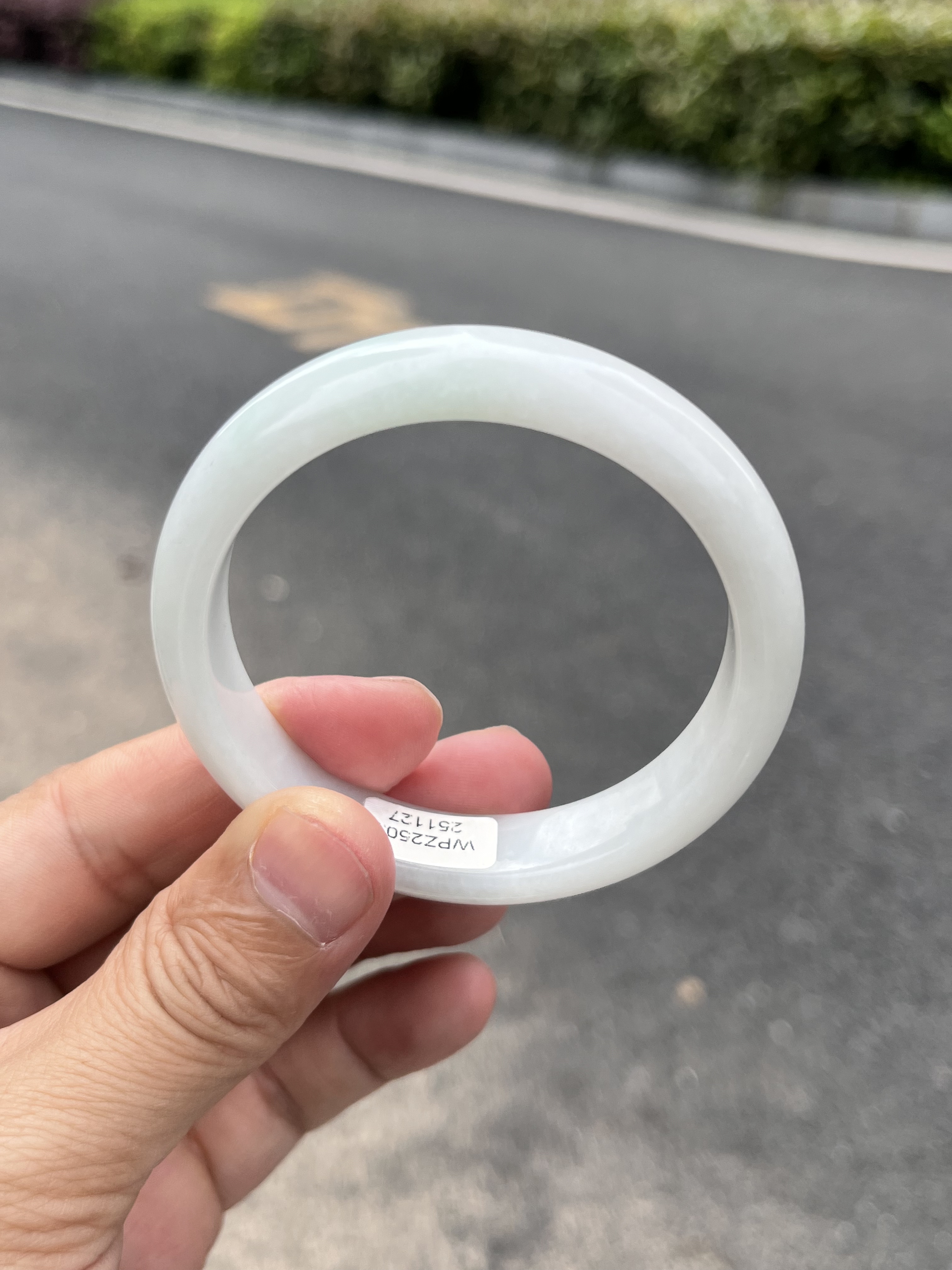 0925-1127天然A货翡翠54-12-7白月光干净清爽油条纹