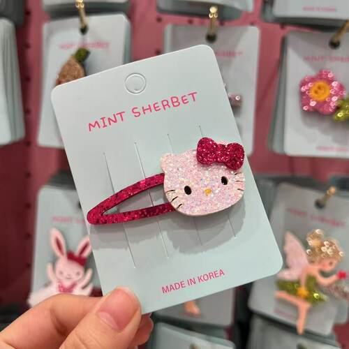 现货包邮韩国MintSherbet进口儿童发饰kitty猫美乐蒂亮片bb夹发夹