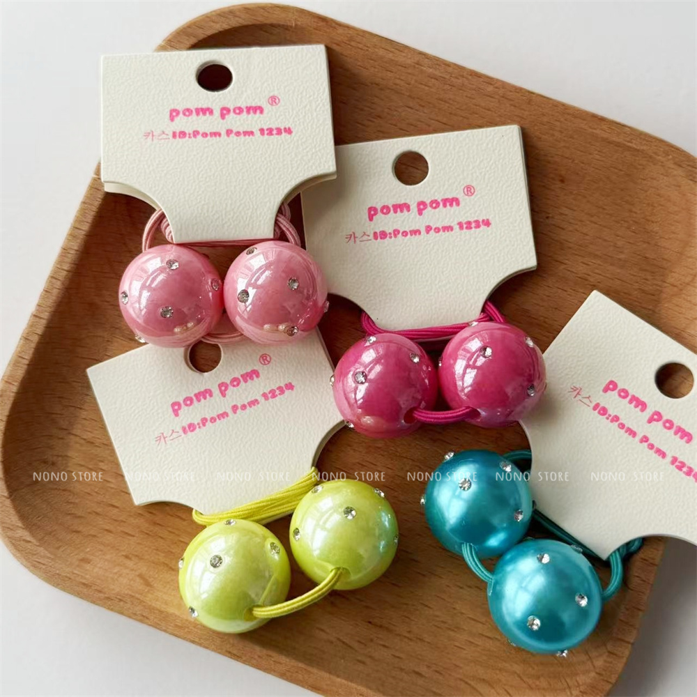 【现货】PomPom韩国进口发饰女童珠光球球气质水钻发圈绕绕头绳