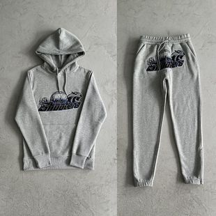 Trapstar 欧美潮牌虎头标刺绣加绒连帽卫衣卫裤简约休闲运动套装